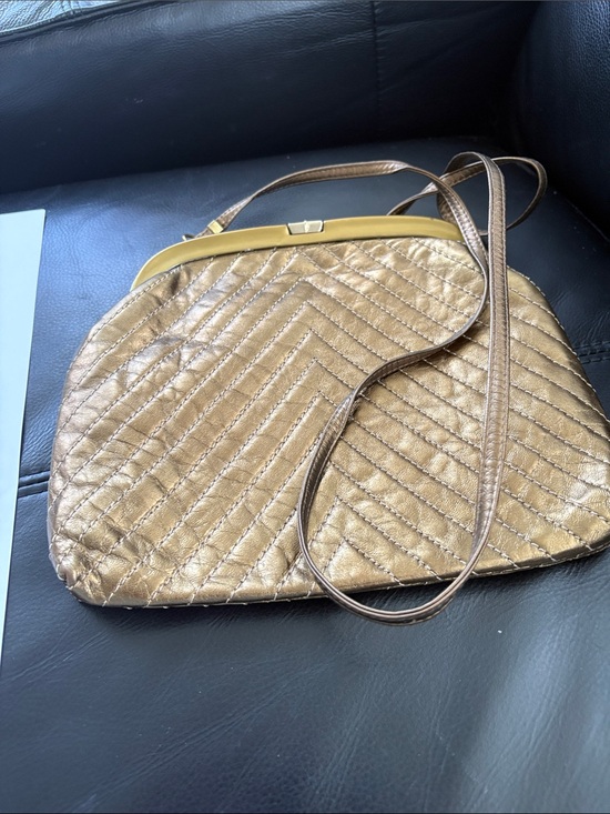 Handbags - Vintage Leather chevron Quilted Evening Bag With Slim Leather Shoulder Stap